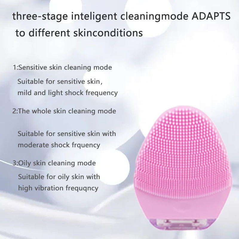 Ultrasonic Soft Silicone Cleaning Instrument Waterproof Sonic Vibrating Facial Cleansing Brush Made with Deep Washing Gentle Exfoliating and Massaging for Every Skin Type