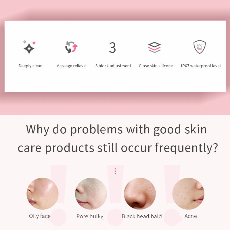 Ultrasonic Soft Silicone Cleaning Instrument Waterproof Sonic Vibrating Facial Cleansing Brush Made with Deep Washing Gentle Exfoliating and Massaging for Every Skin Type