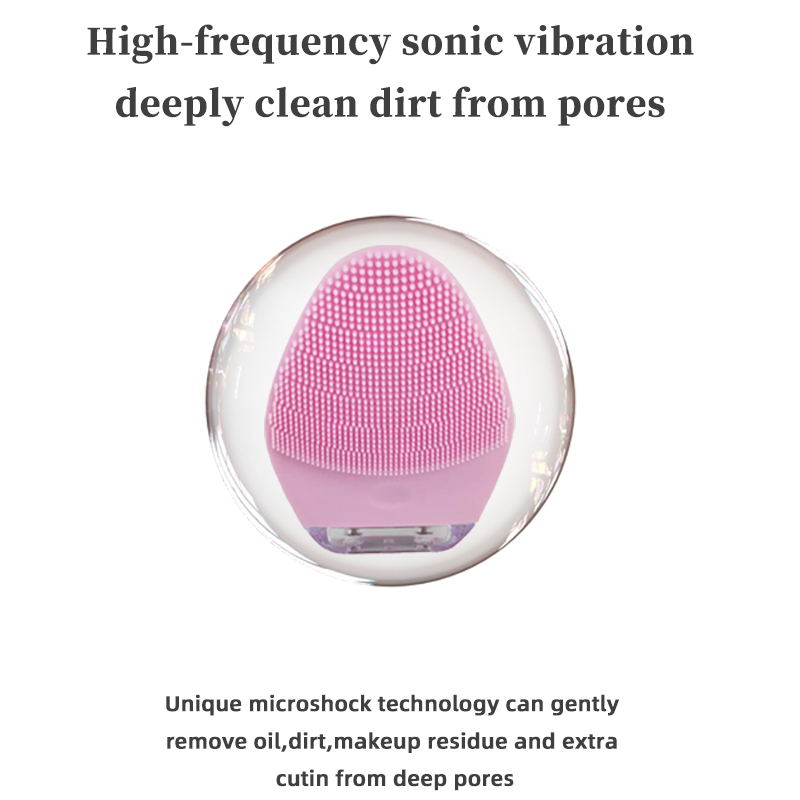 Ultrasonic Soft Silicone Cleaning Instrument Waterproof Sonic Vibrating Facial Cleansing Brush Made with Deep Washing Gentle Exfoliating and Massaging for Every Skin Type