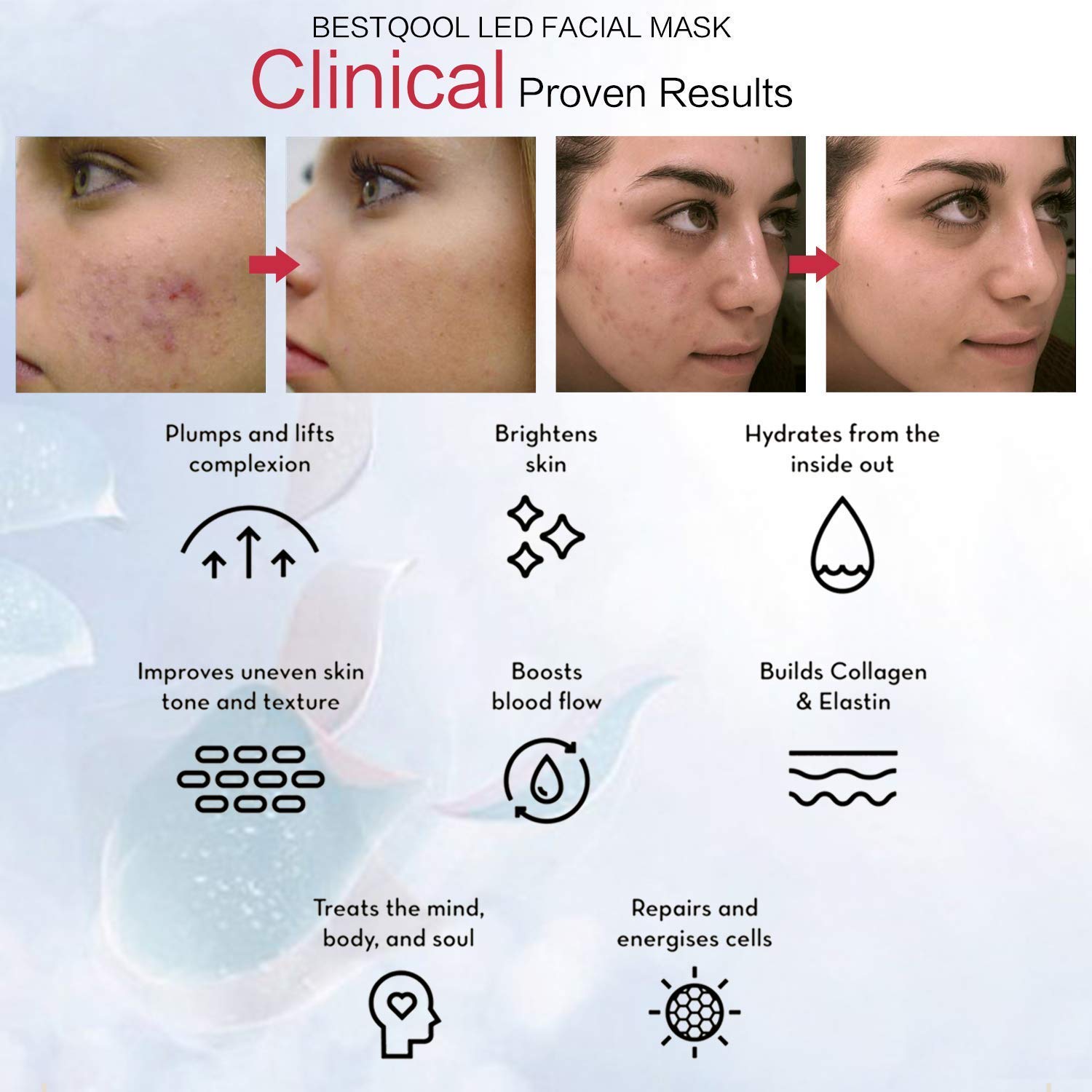 LED Facial Skin Care Red Blue Light Therapy Clinical Grade Facial Care Photon Mask For Skin Rejuvenation Anti Aging Tightening