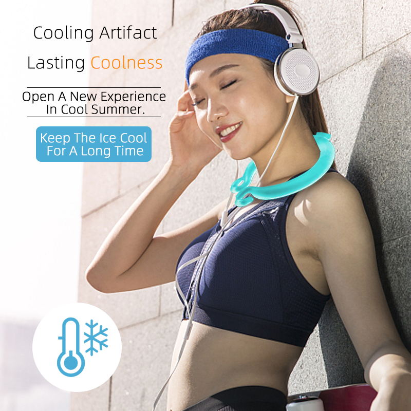 Wearable TPU/PCM Outdoor Indoor Dissipation Reusable Blue Portable Ring Icy Cooling Neck Ice Ring 