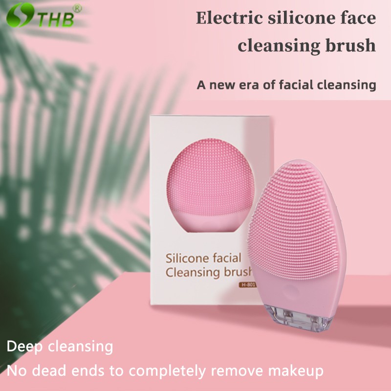 Ultrasonic Soft Silicone Cleaning Instrument Waterproof Sonic Vibrating Facial Cleansing Brush Made with Deep Washing Gentle Exfoliating and Massaging for Every Skin Type
