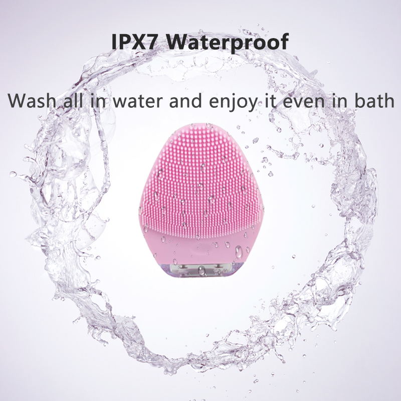 Ultrasonic Soft Silicone Cleaning Instrument Waterproof Sonic Vibrating Facial Cleansing Brush Made with Deep Washing Gentle Exfoliating and Massaging for Every Skin Type
